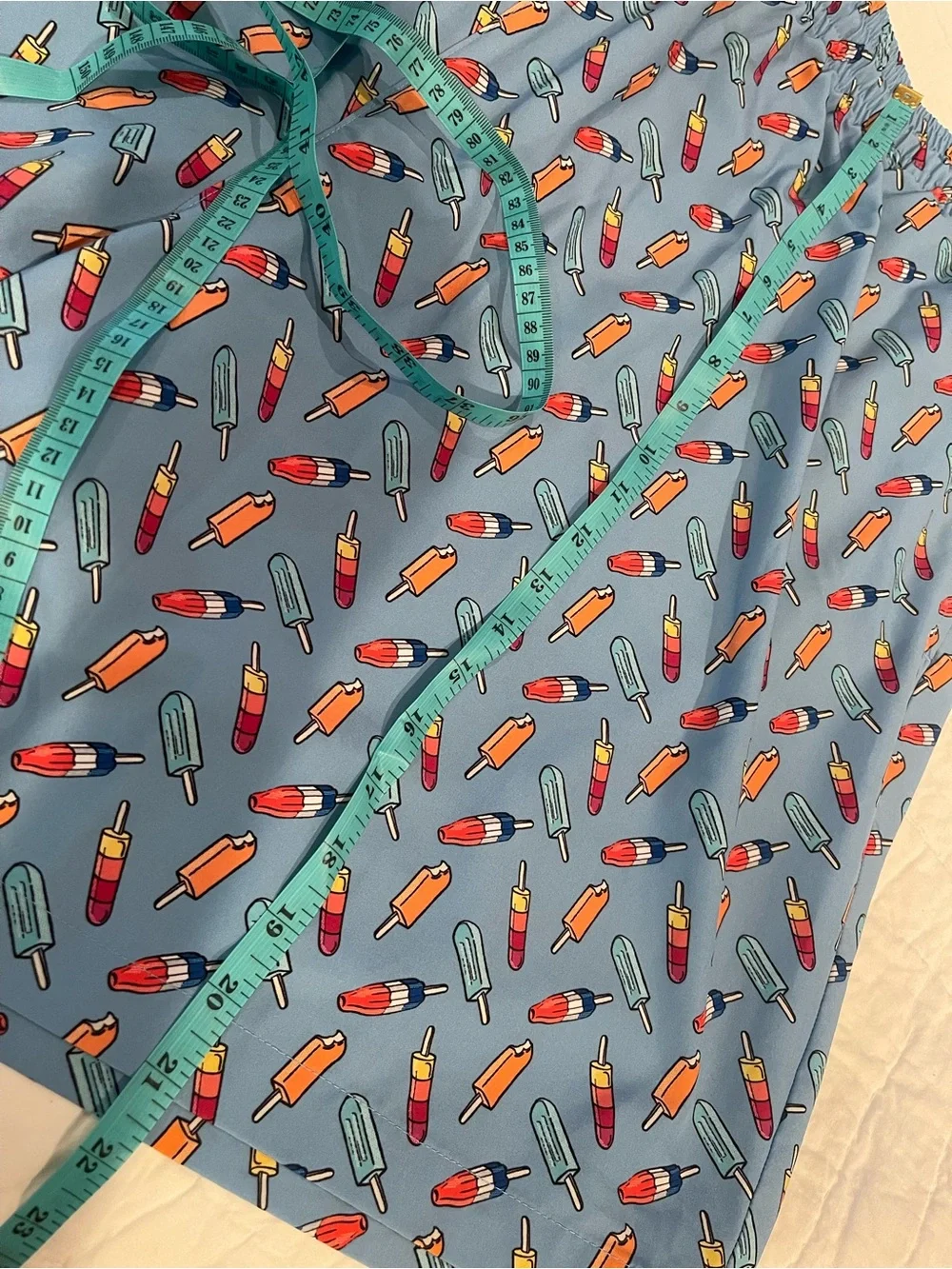 Caribbean Blue Swim Trunks with Orange Drawstring